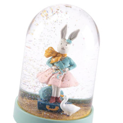 Boule à neige globe avec une figurine lapin en résine - Collection la petite école de danse de Moulin Roty-detail