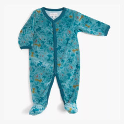 Pyjama en velours bleu nuit avec un motif savane en taille 3 mois, Moulin Roty-detail
