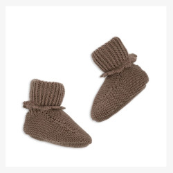 Chaussons pour bébés en laine, couleur marron, de la marque Konges Slojd-detail