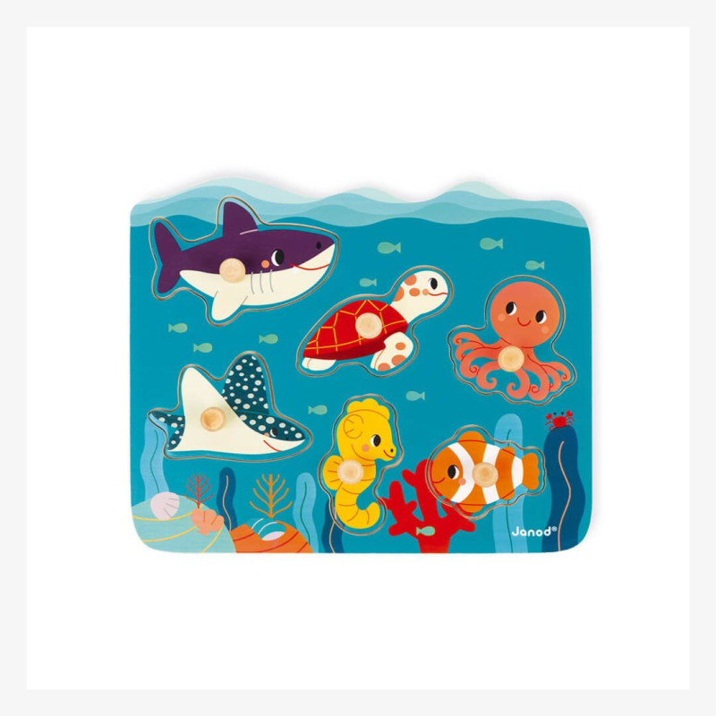 Puzzle en bois pour les petits, animaux marins - Janod