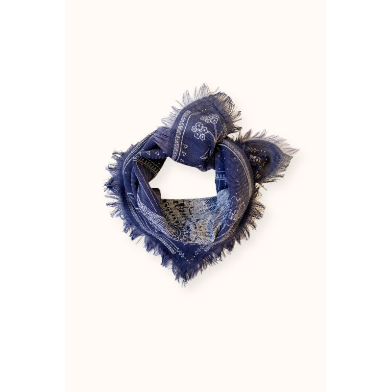 petit foulard Laine Asha Iroquois couleur orage de la marque apaches collections